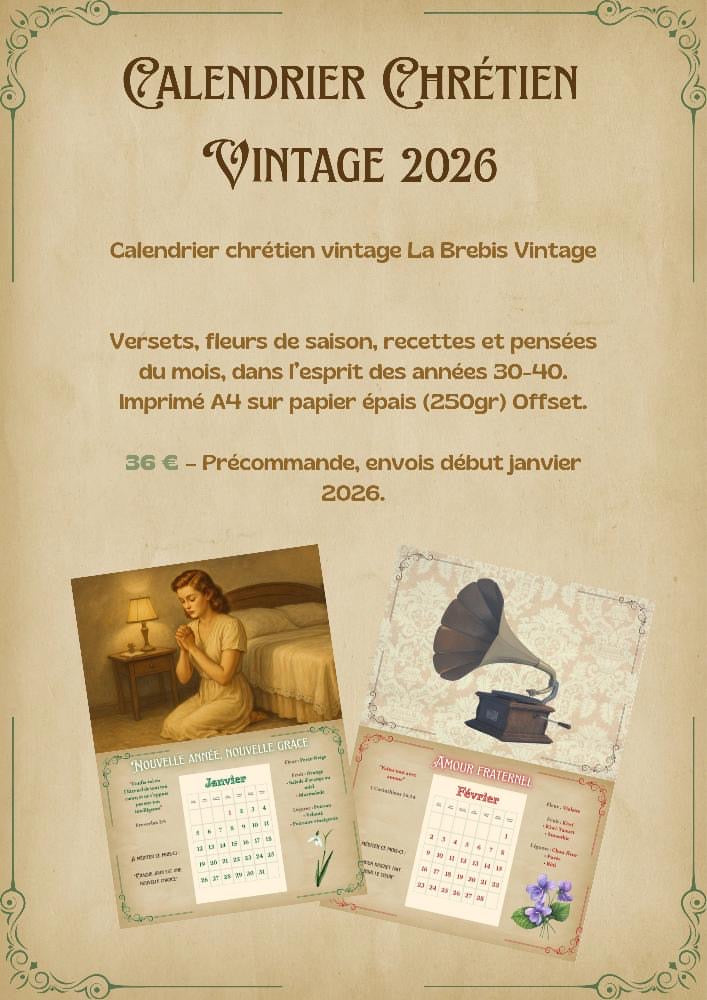 Calendrier mural 2026 - Foi Vintage (précommande)