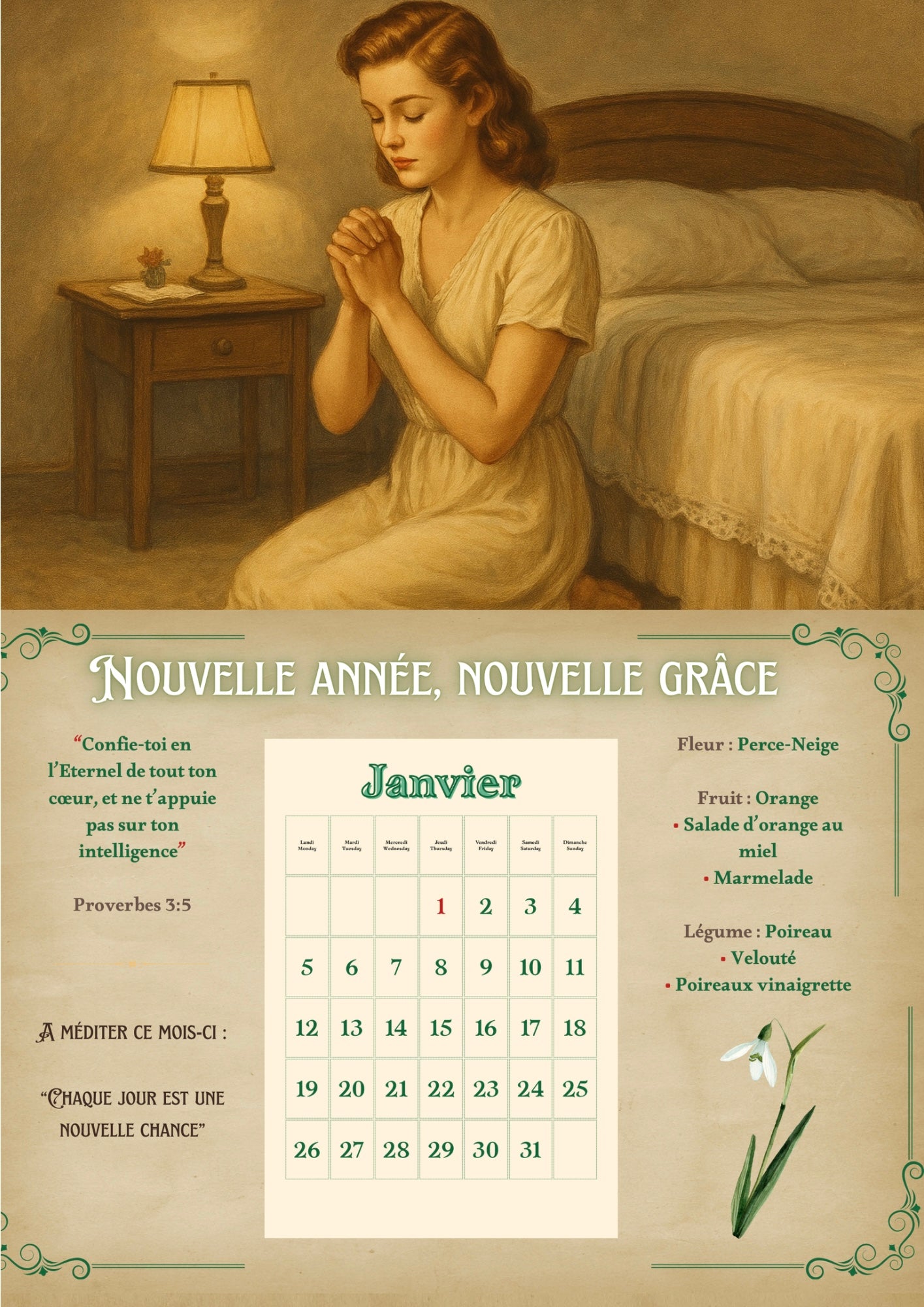 Calendrier mural 2026 - Foi Vintage (précommande)